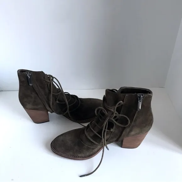 Sam Edelman Millard Suede Zip Up Lace Up Ankle Boots Booties Size 8.5