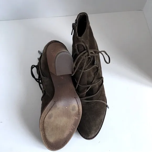 Sam Edelman Millard Suede Zip Up Lace Up Ankle Boots Booties Size 8.5