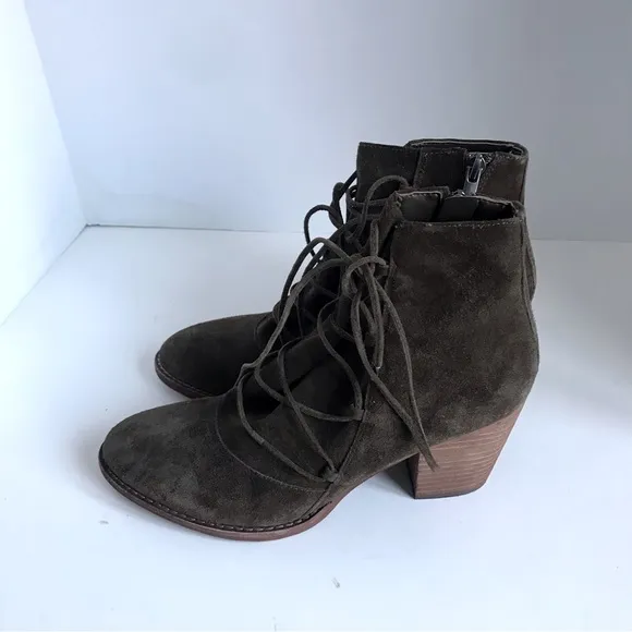 Sam Edelman Millard Suede Zip Up Lace Up Ankle Boots Booties Size 8.5
