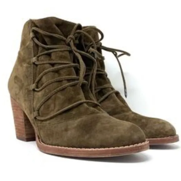 Sam Edelman Millard Suede Zip Up Lace Up Ankle Boots Booties Size 8.5