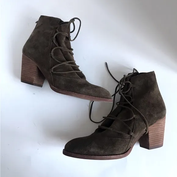 Sam Edelman Millard Suede Zip Up Lace Up Ankle Boots Booties Size 8.5