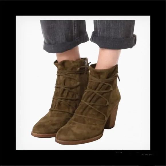 Sam Edelman Millard Suede Zip Up Lace Up Ankle Boots Booties Size 8.5