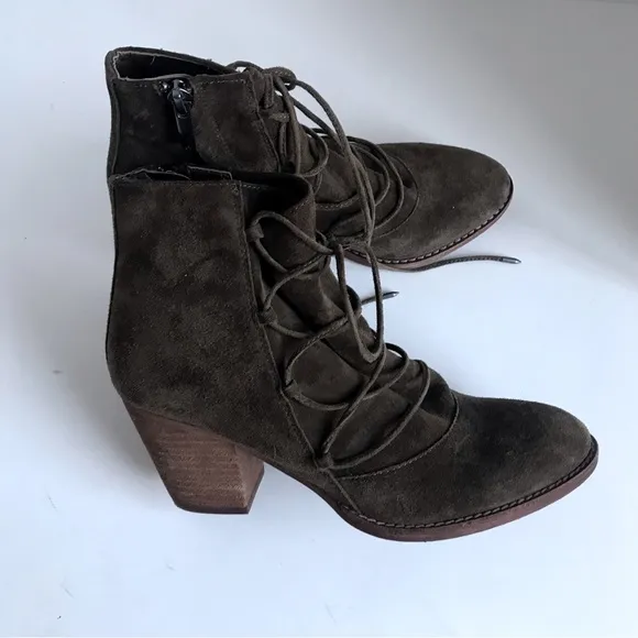 Sam Edelman Millard Suede Zip Up Lace Up Ankle Boots Booties Size 8.5