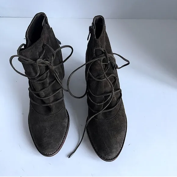 Sam Edelman Millard Suede Zip Up Lace Up Ankle Boots Booties Size 8.5