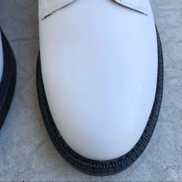 Sam Edelman Nina Combat Boots White lace up style side zipper leather 6.5
