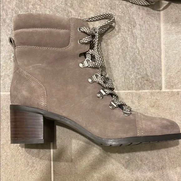 Sam Edelman # NWOT BOX OR TAG Gray Lace Up Boots with Padded Collar
