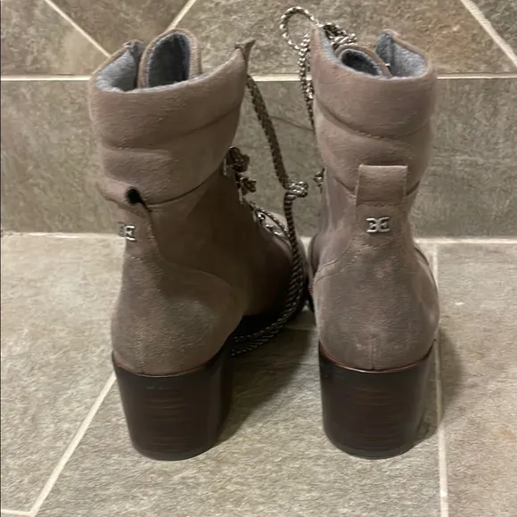 Sam Edelman # NWOT BOX OR TAG Gray Lace Up Boots with Padded Collar
