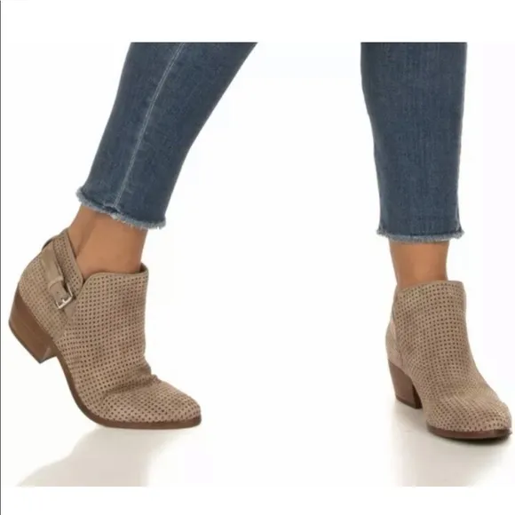 Sam Edelman Paula Suede Perforated Booties Ankle