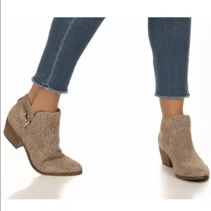 Sam Edelman Paula Suede Perforated Booties Ankle