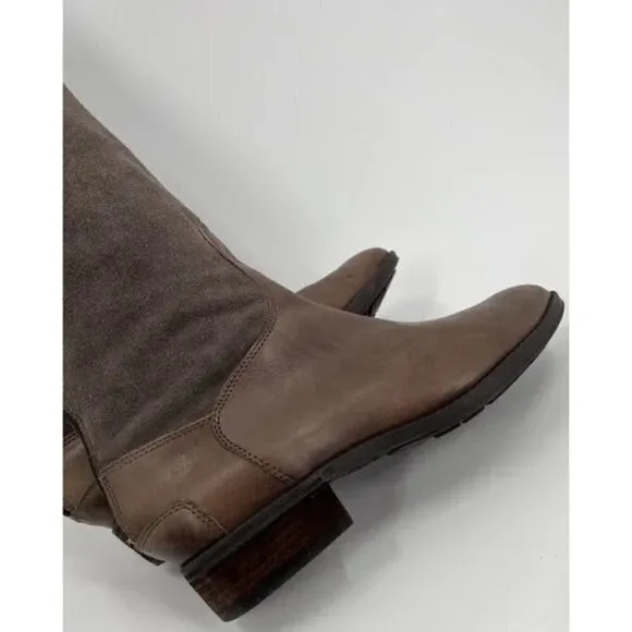 Sam Edelman Pembroke Brown Leather Suede Riding Boots Women's Size 8M 39 EUR