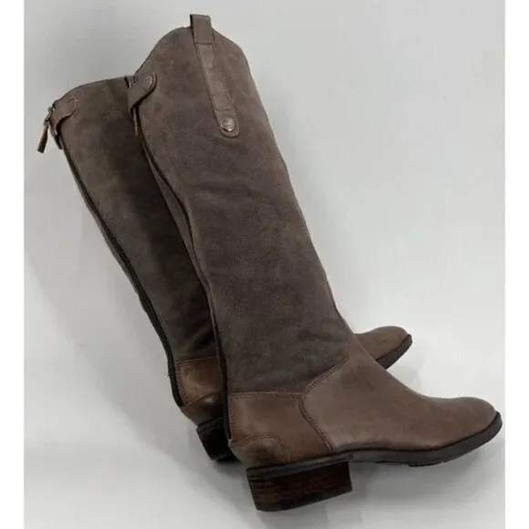 Sam Edelman Pembroke Brown Leather Suede Riding Boots Women's Size 8M 39 EUR