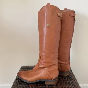 Sam Edelman Penny Knee High Leather Equestrian Style Boots Cognac Brown Size 6.5