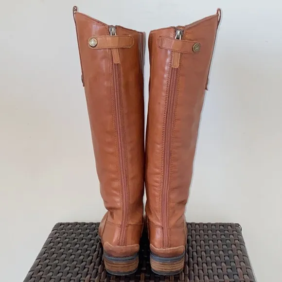 Sam Edelman Penny Knee High Leather Equestrian Style Boots Cognac Brown Size 6.5