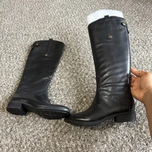 Sam Edelman Penny Womens Leather Riding Boots Black Tall 6.5 M Knee High NEW