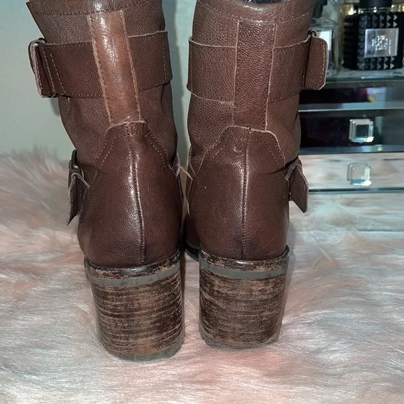 Sam Edelman Troy Brown Leather Ankle Boots  Size 8