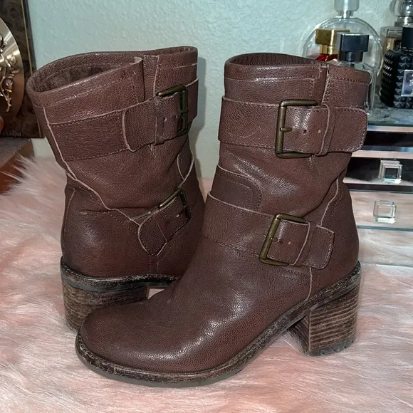 Sam Edelman Troy Brown Leather Ankle Boots  Size 8