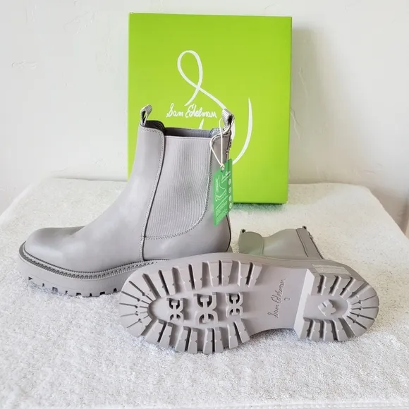 Sam Edelman waterproof womens silver color leather boots size 9