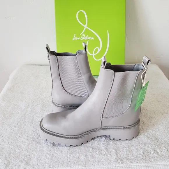Sam Edelman waterproof womens silver color leather boots size 9