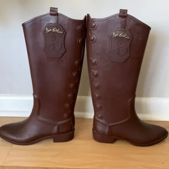 Sam Edelman Wellies Oxblood Burgundy Rain Boots Equestrian Riding Preppy Ximon