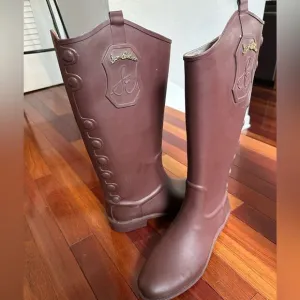 Sam Edelman Wellies Oxblood Burgundy Rain Boots Equestrian Riding Preppy Ximon