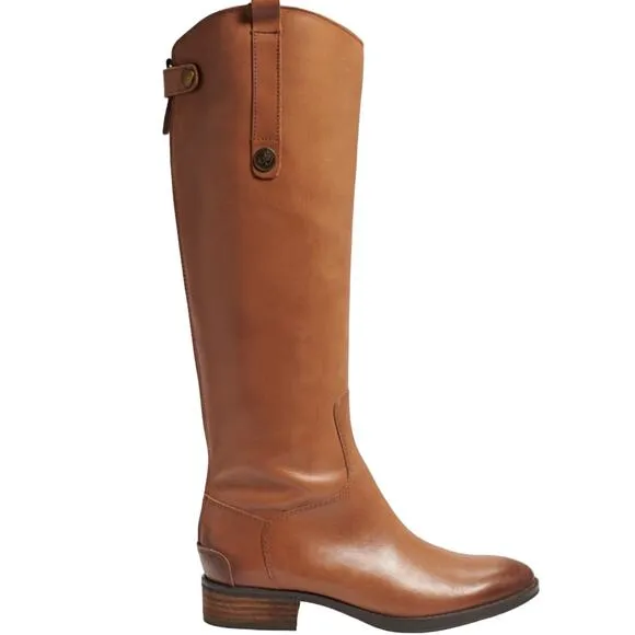 Sam Edelman Womens Calf Leather Riding Boot Whisky Leather, Size 7W - $199 MSRP
