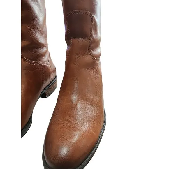Sam Edelman Womens Calf Leather Riding Boot Whisky Leather, Size 7W - $199 MSRP