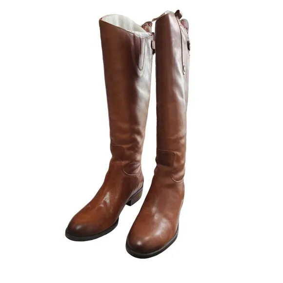 Sam Edelman Womens Calf Leather Riding Boot Whisky Leather, Size 7W - $199 MSRP