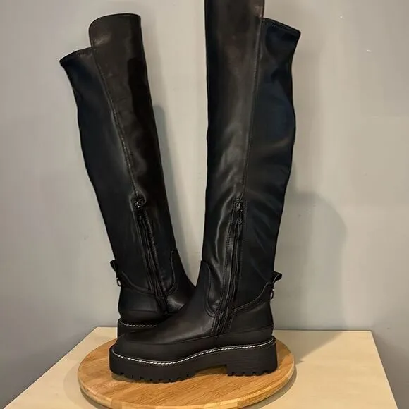 Sam Edelman Women's Lerue Square Toe Over The Knee Riding Boots Black Size 6