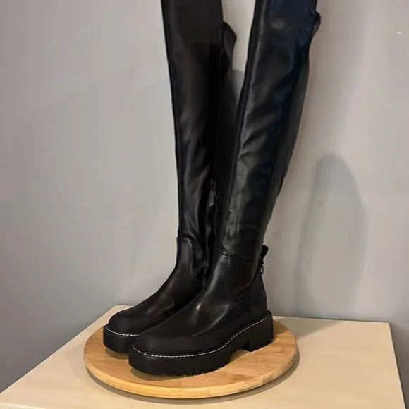 Sam Edelman Women's Lerue Square Toe Over The Knee Riding Boots Black Size 6