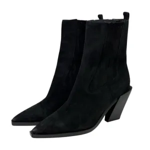 Sam Edelman Women’s Mandey Boots Black Suede Classic Western Cowgirl Cowboy 9.5