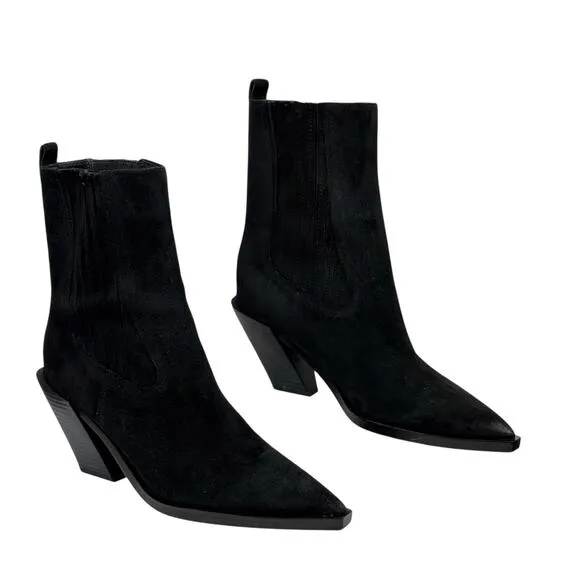 Sam Edelman Women’s Mandey Boots Black Suede Classic Western Cowgirl Cowboy 9.5