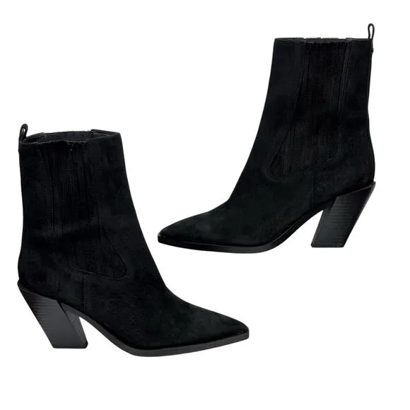Sam Edelman Women’s Mandey Boots Black Suede Classic Western Cowgirl Cowboy 9.5
