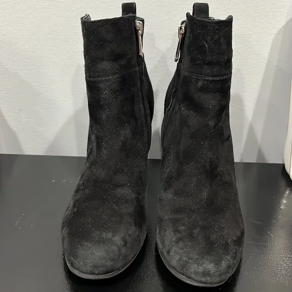 Sam Edelman Women's Sianna Black Suede Leather Heeled Ankle Boots