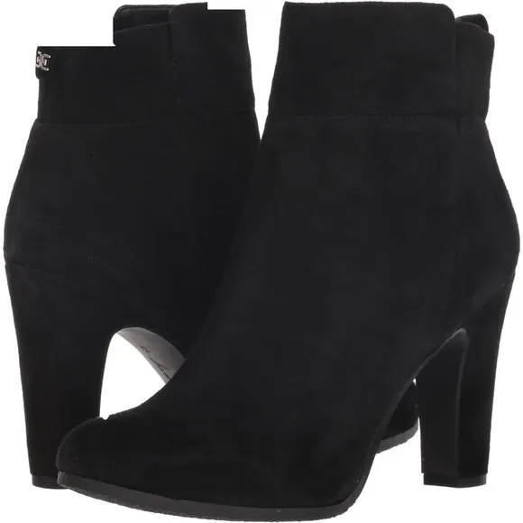 Sam Edelman Women's Sianna Black Suede Leather Heeled Ankle Boots