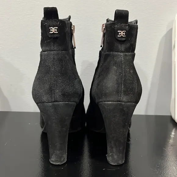 Sam Edelman Women's Sianna Black Suede Leather Heeled Ankle Boots