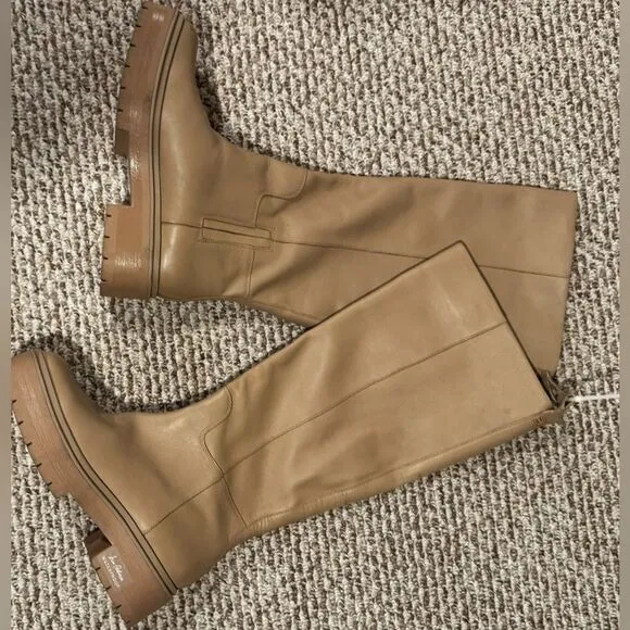 Sam Edelman x Anthropologie Larina Tall Leather Waterproof Boots In beige
