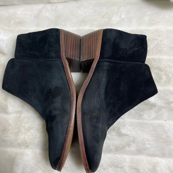 Sam Edelman black Leather suede ankle boots side zipper pointed toe size 9.5