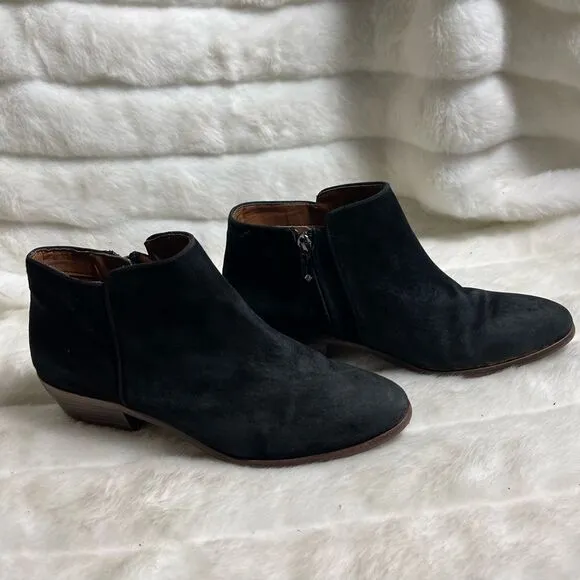 Sam Edelman black Leather suede ankle boots side zipper pointed toe size 9.5