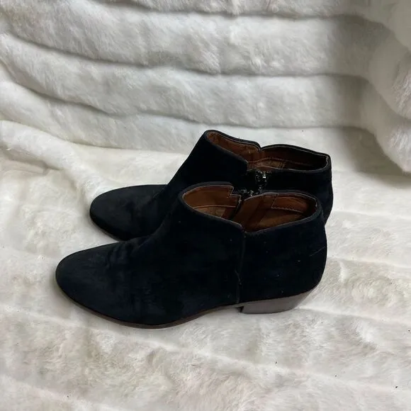 Sam Edelman black Leather suede ankle boots side zipper pointed toe size 9.5