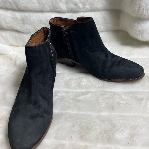 Sam Edelman black Leather suede ankle boots side zipper pointed toe size 9.5