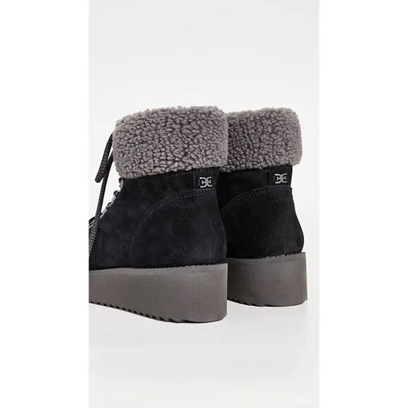 Sam Edelman Suede Lace Up Franc Ankle Boots Black
