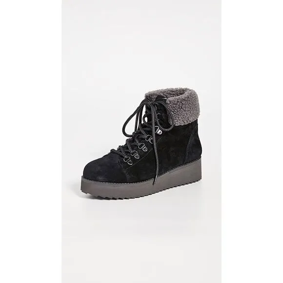 Sam Edelman Suede Lace Up Franc Ankle Boots Black