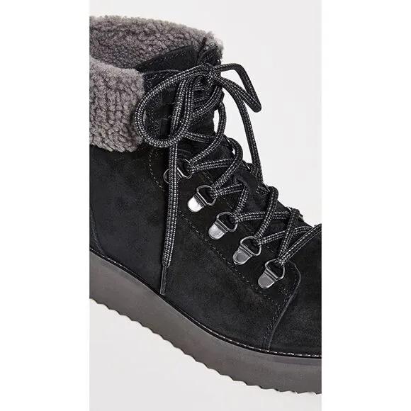 Sam Edelman Suede Lace Up Franc Ankle Boots Black