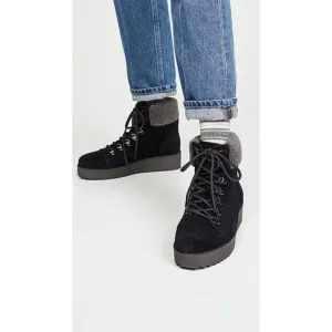 Sam Edelman Suede Lace Up Franc Ankle Boots Black