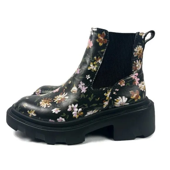 Sanctuary Womens‎ Boots Tredon Chelsea Floral Chunky Heel Lug Sole Y2K Size 5