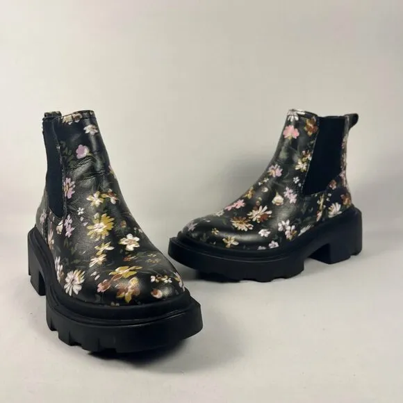 Sanctuary Womens‎ Boots Tredon Chelsea Floral Chunky Heel Lug Sole Y2K Size 5