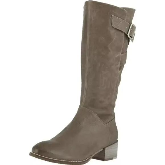 SAVAxSoftWalk Tatum S1987-001 Women Gray Leather Knee High Riding Boot 10.5/11M
