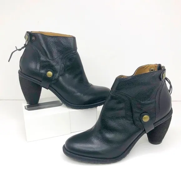 SCHULER &amp; Sons Philadelphia Anthropologie Black leather ankle boots