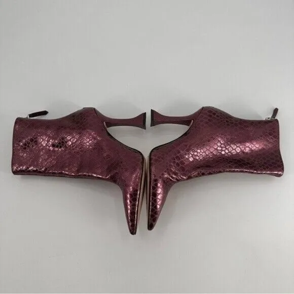Schutz Loiva Leather Embossed Ankle Booties Heel Boots Size 8.5