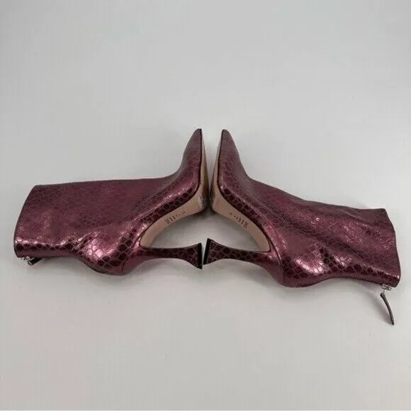 Schutz Loiva Leather Embossed Ankle Booties Heel Boots Size 8.5